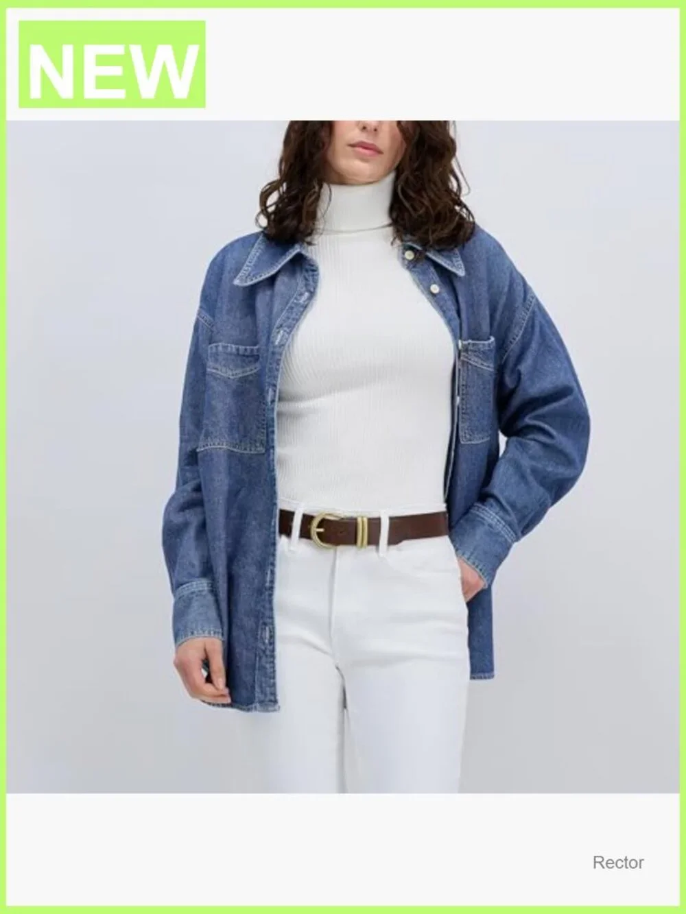 Round Cut Edge Logo Loop Genuine Leather Belt - 7 Hole Adjustable